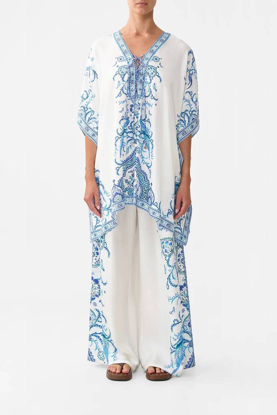 NEW CAMILLA short lace up kaftan in isnik lullaby